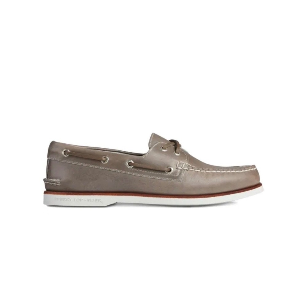 Sperry Top-Sider Mens 7.5 Grey Leather Authentic Original Boat Shoes STS18833